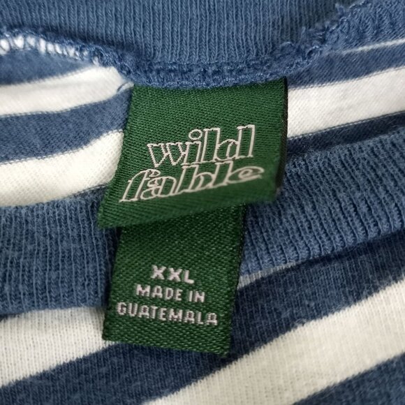 Wild Fable Striped Crop Top T-Shirt XXL Blue White Womans - Picture 2 of 5